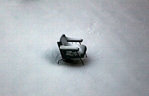 snow snow on patio chair